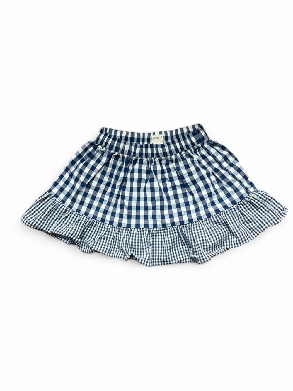 Crewcuts Blue and White Gingham Ruffle Skirt 3T